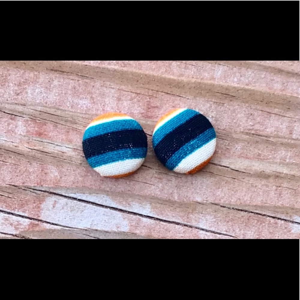 Multicolored Fabric Button Earrings
